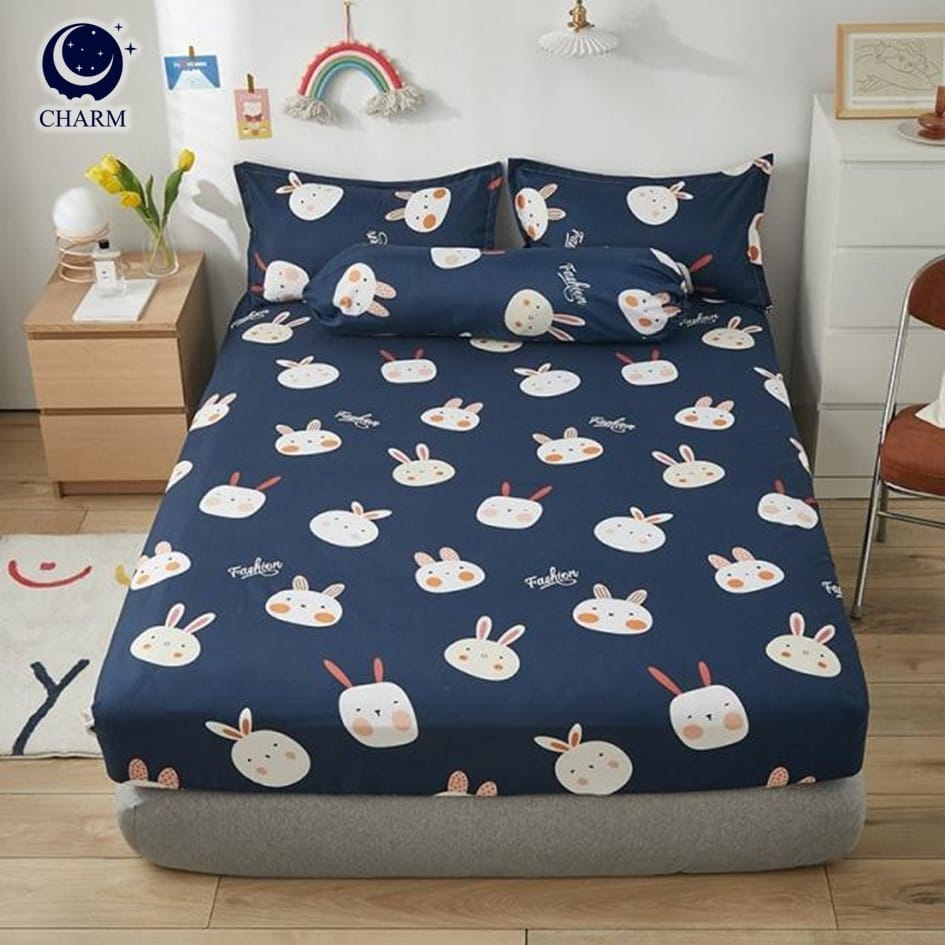 CHARM ชุดผ้าปูที่นอน + ผ้านวม 5 ฟุต 4 ชิ้น ลาย NAVY BUNNY คอลเลคชั่น DREAMY